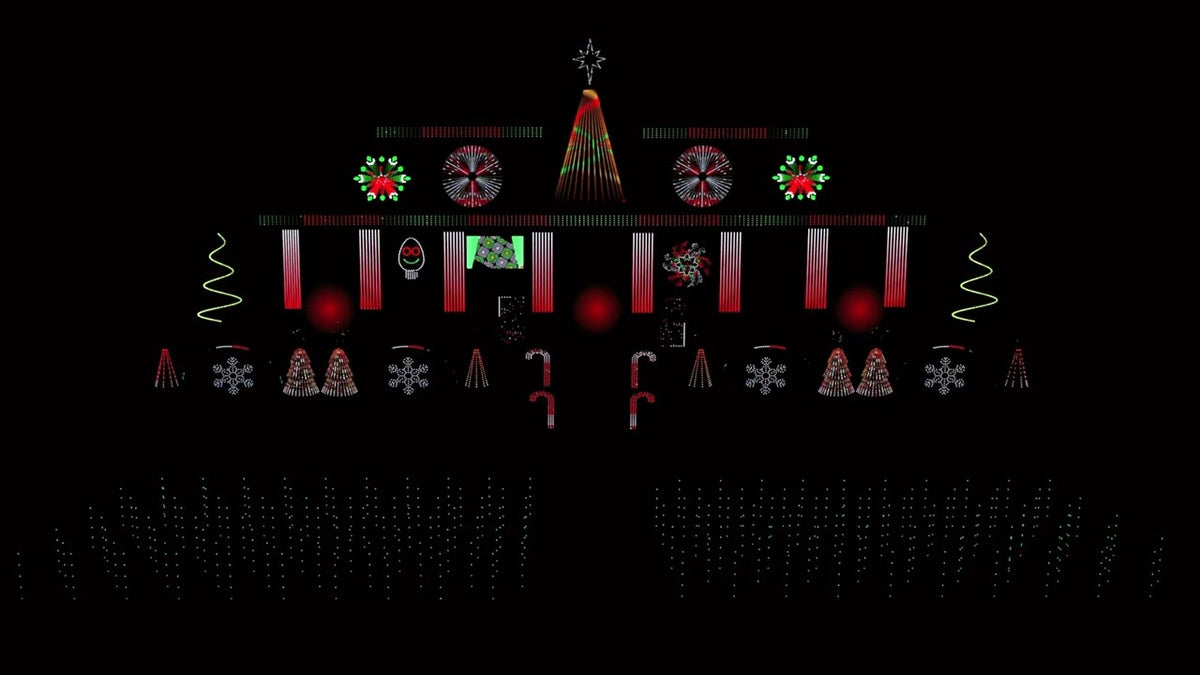 Santa Tell Me xLights sequence running on the Sequence Forge display